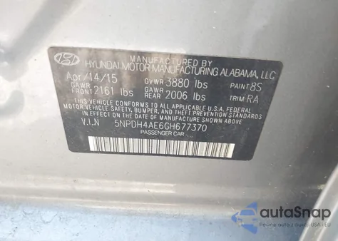 2016 Hyundai Elantra Se from USA, damaged, VIN 5NPDH4AE6GH677370
